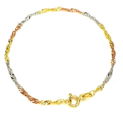 EDELIND Bracciale Oro Giallo 18k Modello Singapore – Larghezza 2.9mm – Made In Germany – Ipoallergenico – Lunghezza Su Misura