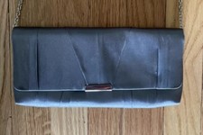 Vintage La Regale Evening Bag Purse Clutch Satin Grey Silver Chain