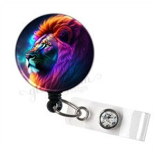 Lion Badge Holder, Colorful Badge Reel, Retractable ID Clip, Professional - 6415