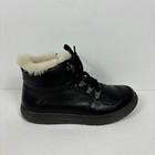 Hotter Ortholite Stability Black Leather Harper II Lace Up Boots Fur Trim UK 5.5