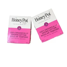 2 **NEW** The Honey Pot Company. 100% Organic Regular Tampons. 18 Count Each