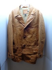 Vintage J.Crew Heavy Leather Jacket with Moleskin Lining Tan, Medium, Button-Up