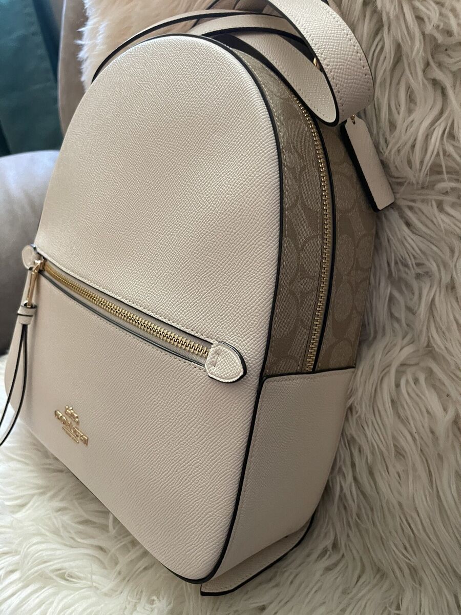 NWT COACH JORDYN SIG CC Leather BACKPACK LT. KHAKI CHALK NWT COACH JORDYN SIG CC Leather BACKPACK LT. KHAKI CHALK