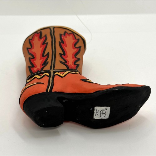 Department 56 Cowboy BOOT Ceramic Christmas Ornament Vintage Fire Flames - Picture 3 of 10