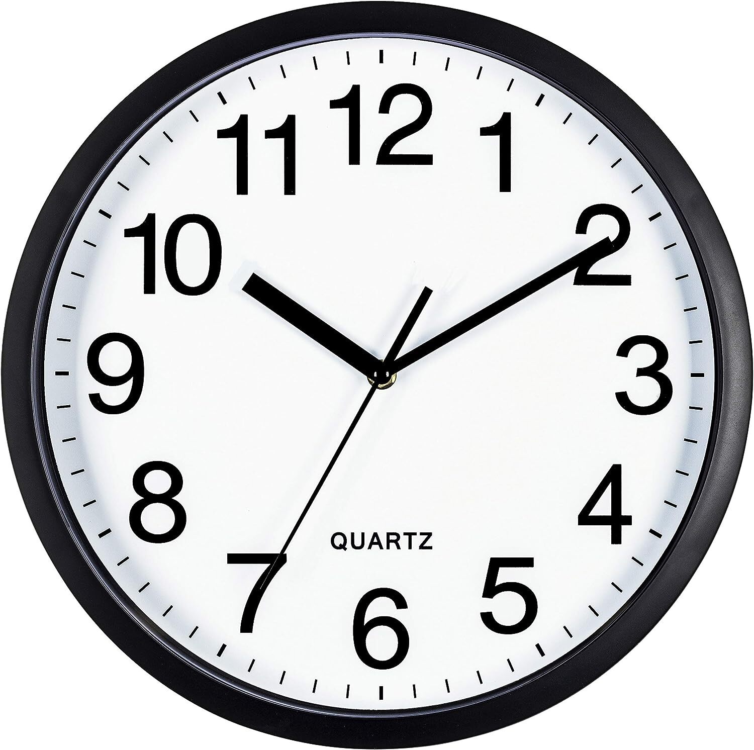 Bernhard Products Black Wall Clock Silent Non Ticking 10 Inch Bold Quality
