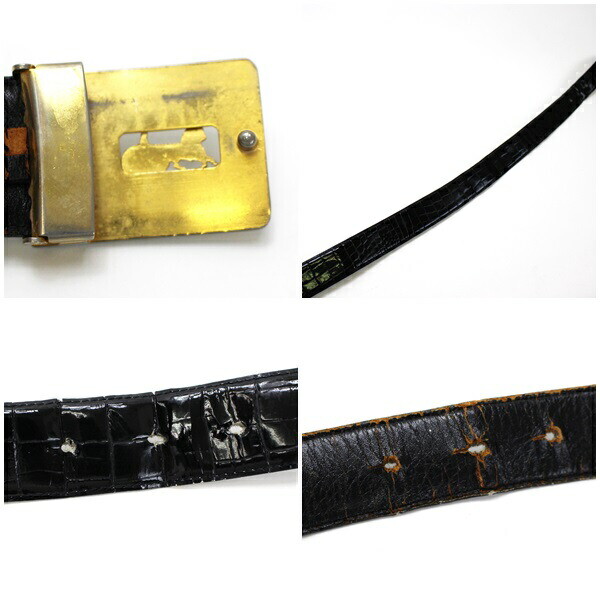 Authentic Celine Leather Belt Carriage Buckle Vintage Black