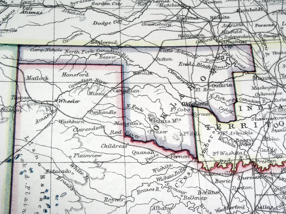 1904 MAPA ANTIGO DO TERRITÓRIO INDÍGENA TEXAS OKLAHOMA NOVO MÉXICO / VERSO MÉXICO - Imagem 2 de 4