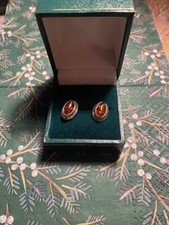 Orecchini ambra ovale vintage in argento 925