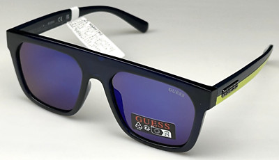 GUESS GO00068 84C Men's 55mm Black Frame Blue Mirror Lens