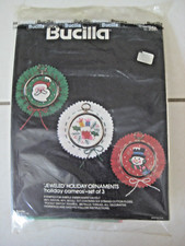 VTG Bucilla Jeweled Holiday Felt Ornaments Set of 3 Holiday Cameos' NEW