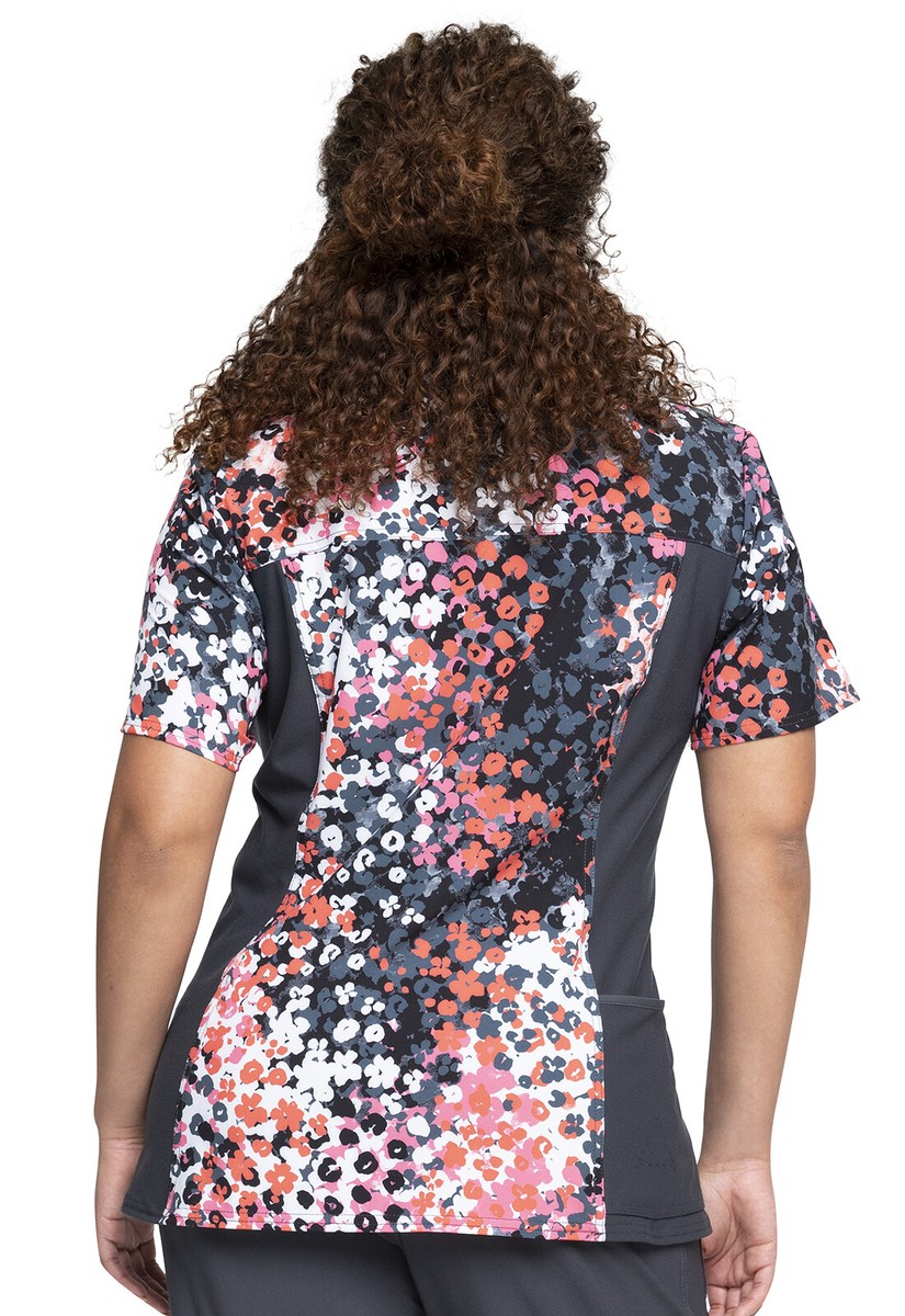 Blooming Cheetah Cherokee Scrubs iFlex V Neck Knit Panel Top Blooming Cheetah Cherokee Scrubs iFlex V Neck Knit Panel Top