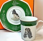 Hermes Paris Cooker Spaniel Dog Cup and Saucer Green With Box