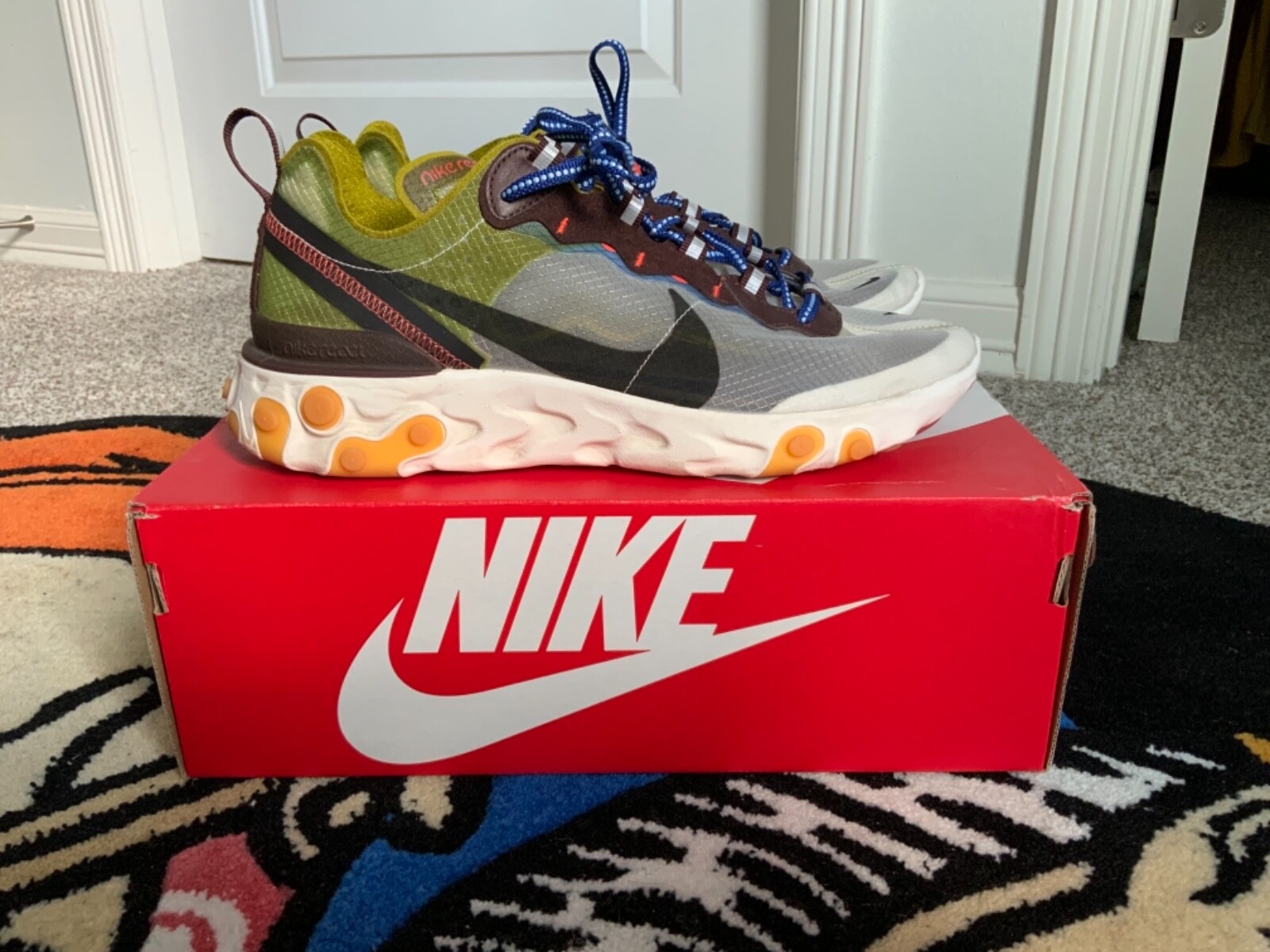 Intermedio Cambio toca el piano Nike React Element 87 &#034;Moss Green&#034; Size 9 AQ1090-300 [ Pre Owned  ] | eBay