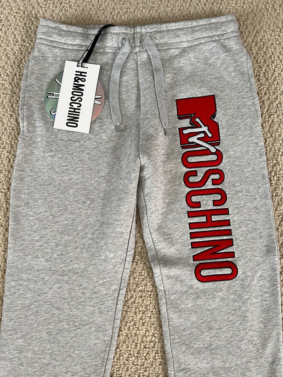 NWT Moschino H&M MTV Logo Runway Gray Hoodie Jogger Pants