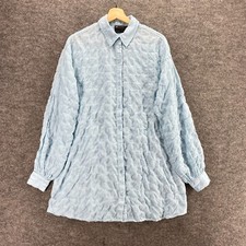 Asos Shirt Women 4 Blue Solid Button Up Collared Long Sleeve Casual Comfort