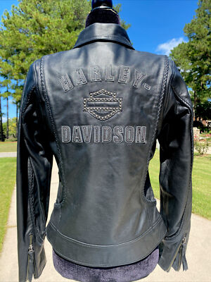 Harley Davidson Women HERITAGE Leather Jacket Black Small 98064