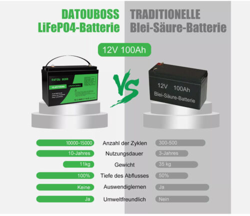 100Ah 12V Lithium Batterie LiFePO4 Akku BMS 10000+ Zyklen Wohnmobil Solaranlage - Bild 5 von 17