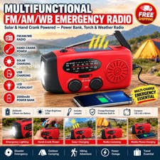 Emergency Wind Up Solar Hand Crank Radio Power Bank Charger FM/AM Torch