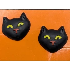 NWT Vintage 80s 1988 Hallmark Ghoul Jewels Halloween Black Cat Clip On Earrings 