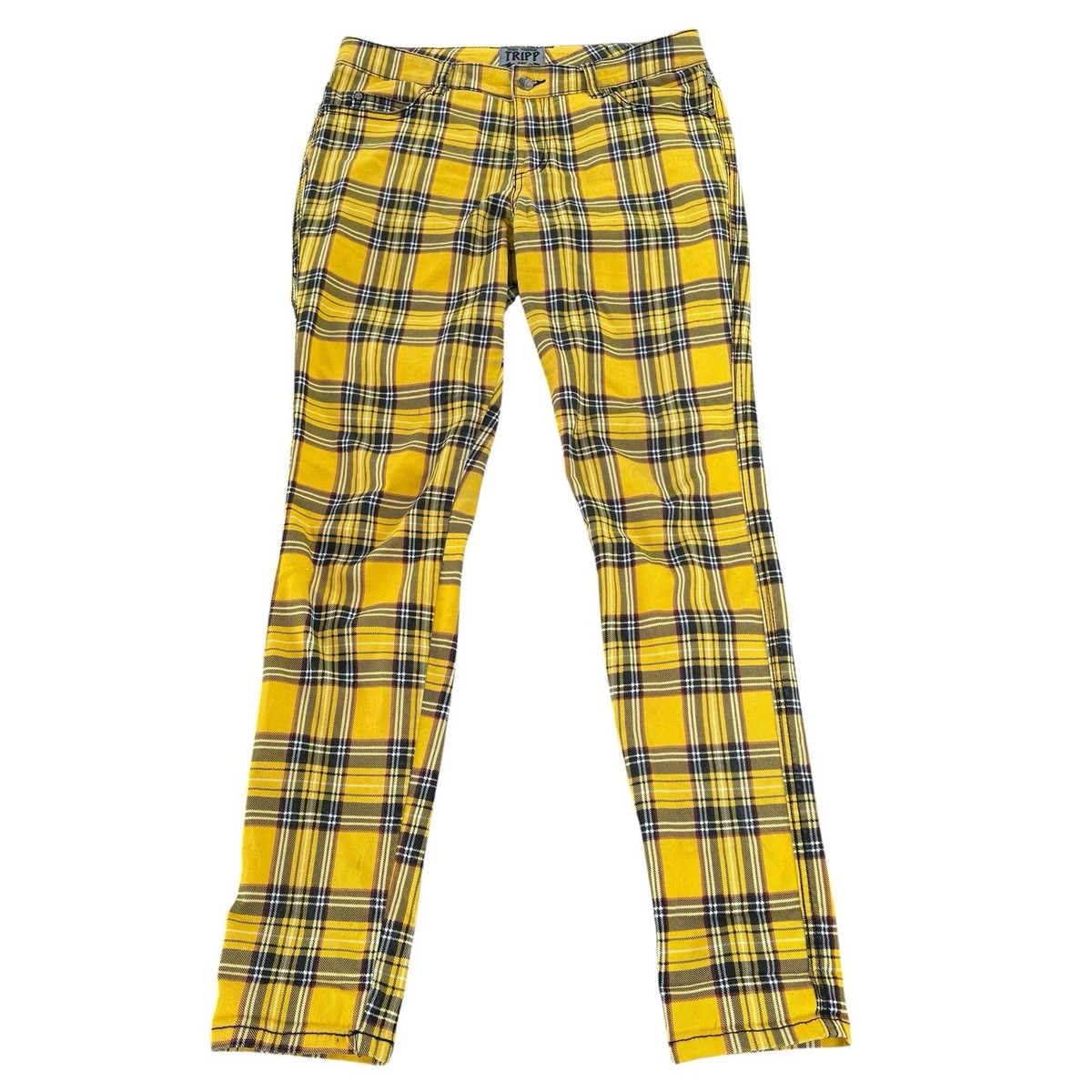 TRIPP NYC イエローチェックパンツ Daang Goodman Tripp NYC Yellow Tartan Plaid Pants Women's Rocker