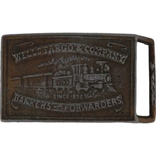 Wells Fargo Banker Forwarder Train Railroad Locomotive 70s Vintage Belt Buckle