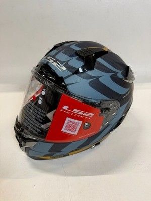 LS2 Helmets Challenger Carbon Flames Helmet (Blue Carbon Gold - 2X-Large)