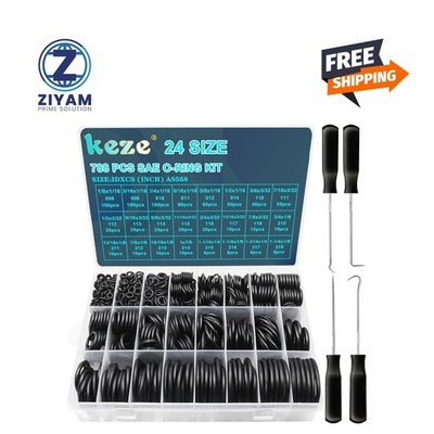 788pcs O Ring Assortment Kit SAE Buna-N 70A 24 Sizes Rubber Seals Set