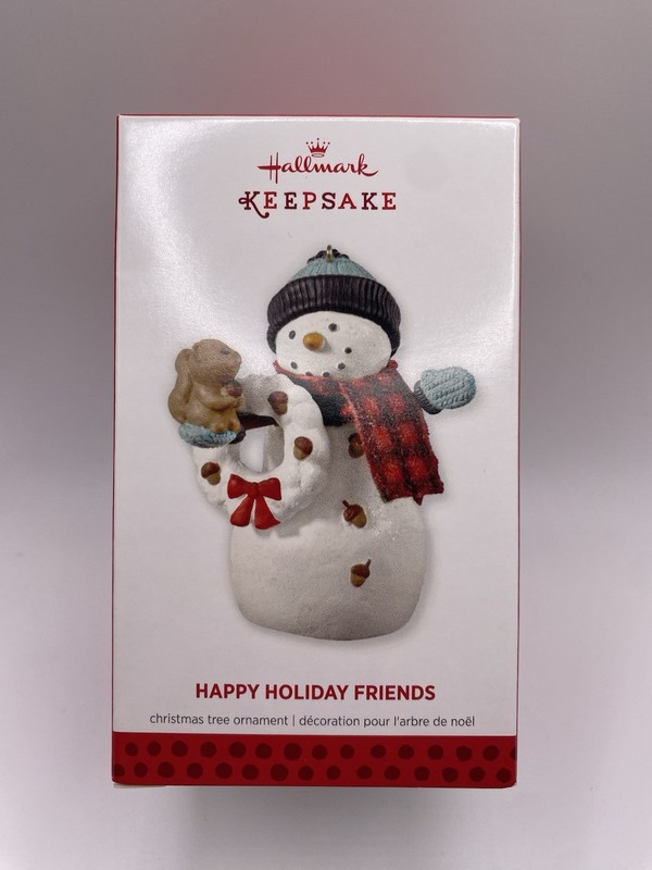 Hallmark Keepsake 2013 "HAPPY HOLIDAY FRIENDS" Snowman  Squirrel Wreath- NEW