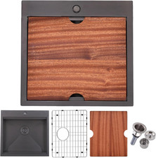 21X20 Inch Black Kitchen Sink, 21 Inch Drop in Bar Sink, Stainless Steel 16 Gaug