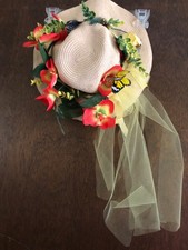 Kentucky Derby Straw Floral vintage 80's Hat