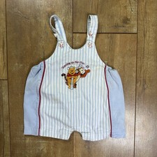 Vintage Winnie The Pooh Striped Baseball Overalls Size 3/6M 90s