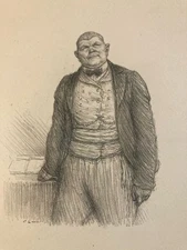 Beautiful Lithograph Portrait Of Man, 1930 To Identify Print Litho Art Etching