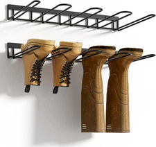 Metal Wall-Mounted Boot Rack - 4 Pair Organizer for Tall Boots (2 Pack)