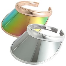 2 Pack Sun Visor Hats Women Men Clip-on 6 3/4-7 1/4 2pack ,Gold Silver