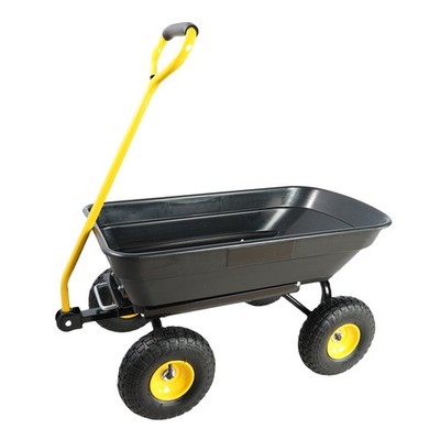 Garden Dump Cart w/ 10  Pneumatic Tires, Steel Frame, 300 lb Capacity, Black