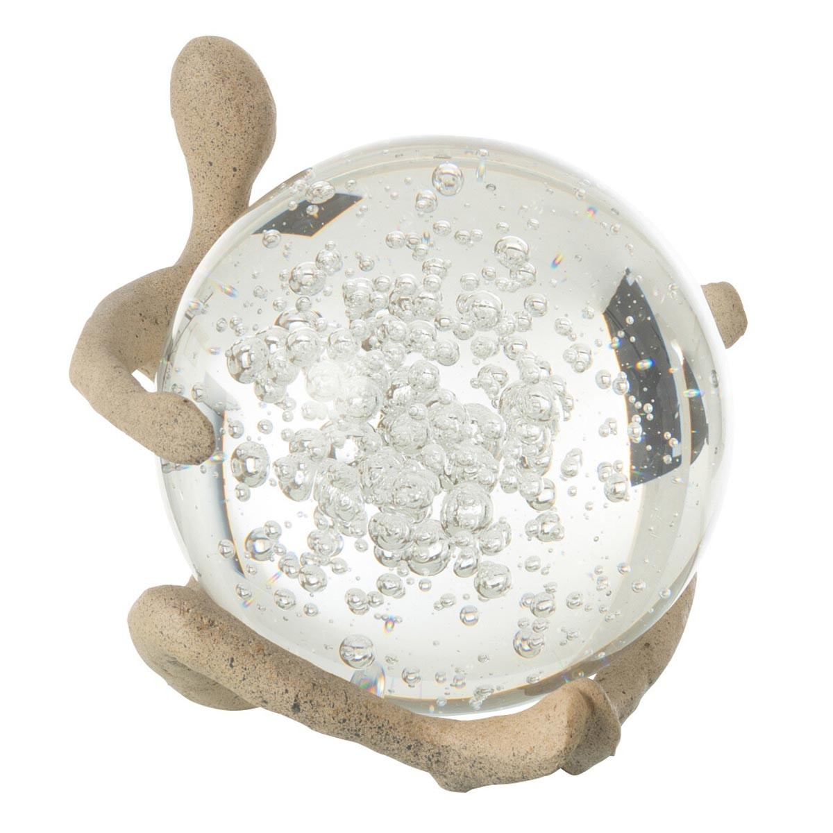Figurine boule cristal Shawn 13cm beige objet deco moderne