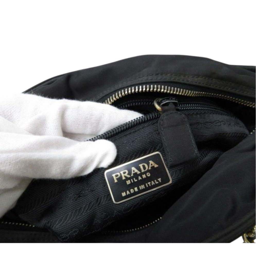 Excellent Condition PRADA Black Shoulder Bag Triangle Logo Black thumbnail 7