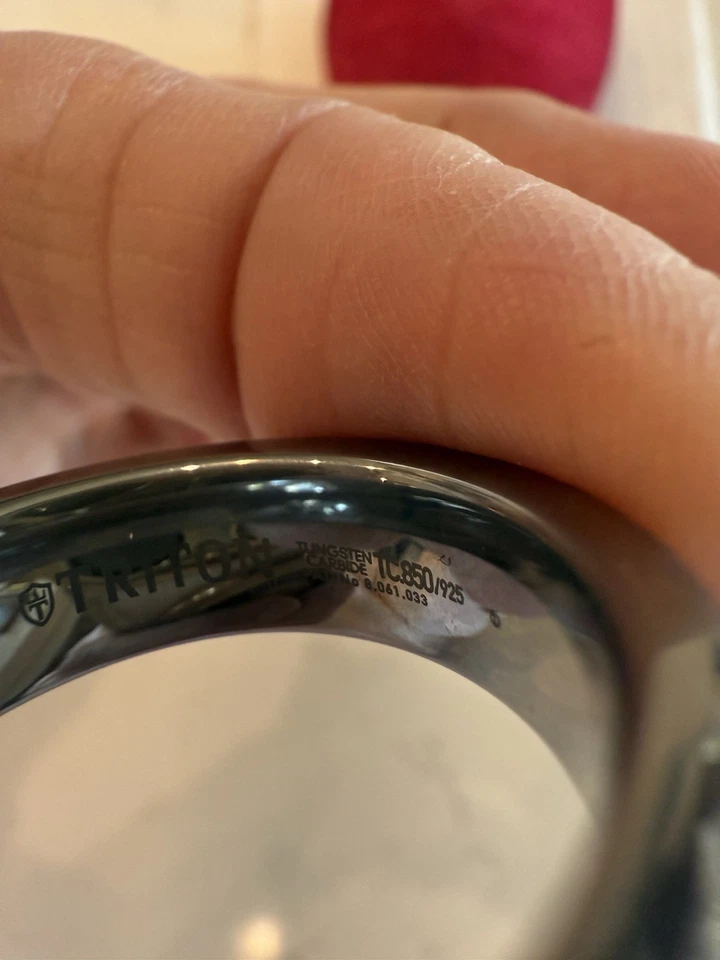 Alianza de boda Tritón de carburo de tungsteno y diamantes de plata de ley de 0,25 quilates Foto 4 de 4