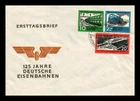 Dr Jim Stamps Ddr 125 Jahre Eisenbahnen 3V Set First Day Cover Thermographed