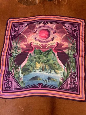 Limited Edition Vosges Haut- Chocolate 34x34 Silk Scarf  Hand Rolled Edges