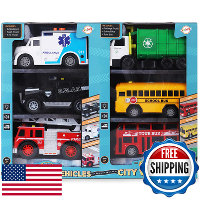 Playkidiz Toy Cars for Toddlers - 6Pcs Pull Back Cars Toys with Light and Sounds
