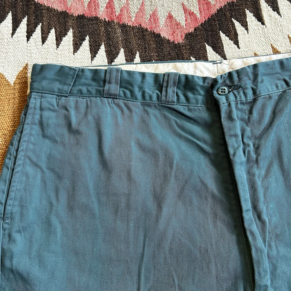 Pantalones Cortos De Colección Años 50 Sarga de Algodón Sanforizado Chino Refuerzo Entrepierna Talla 38 - Verde Foto 3 de 4