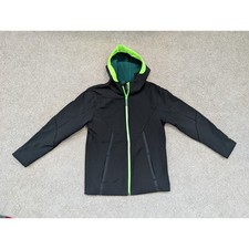 Champion R1401 Softshell Hooded Jacket Boys L 12-14 Polyester Black Neon Green