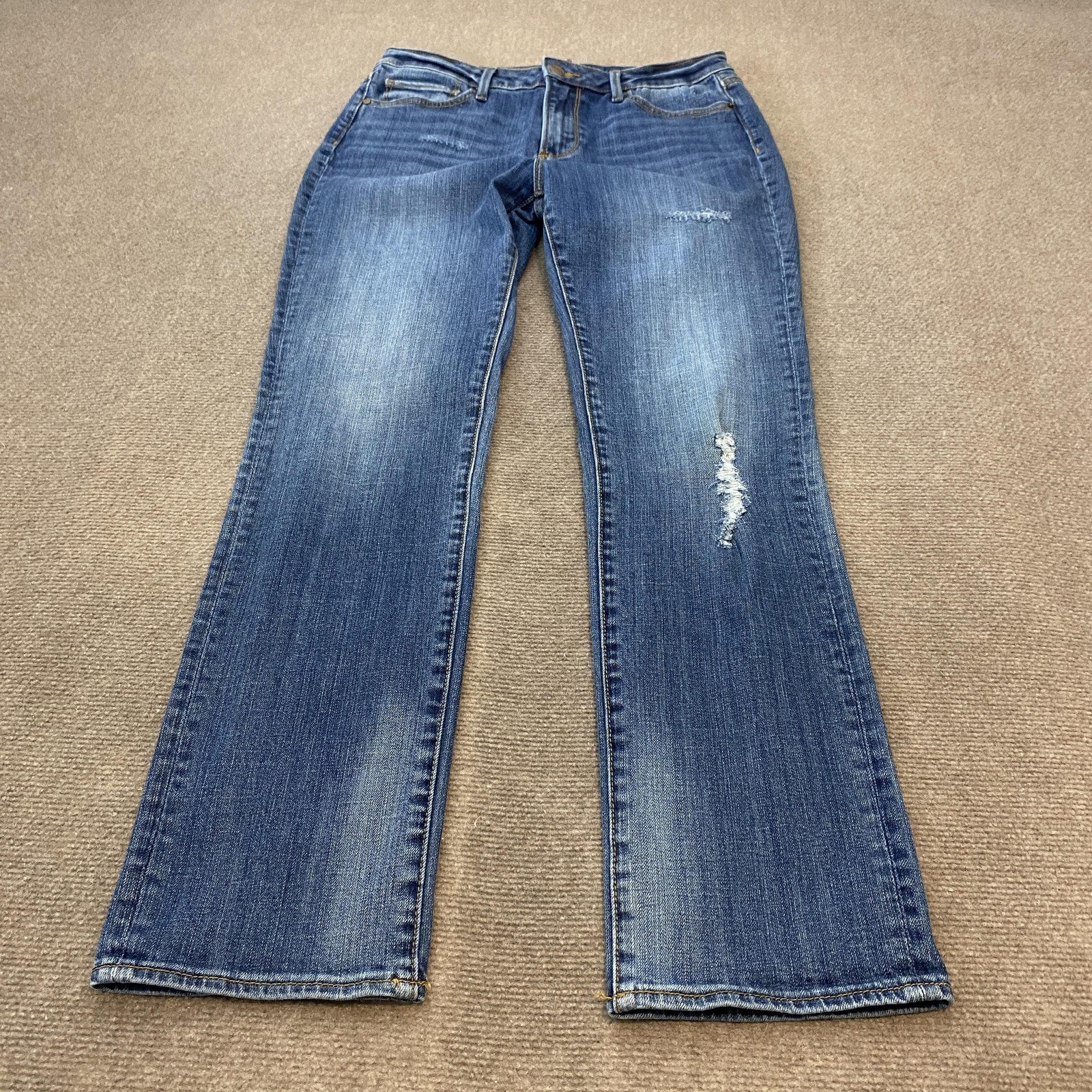 Driftwood Audrey Jeans Womens 29 Blue Mid Rise Straight Classic Fit Distressed