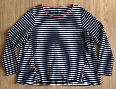 Talbots Striped Zipper Top Womens 1X Navy Cotton Breton Preppy Nautical European