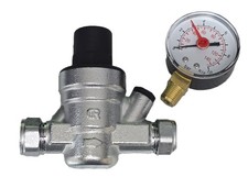 Water Pressure Reducing Valve 15mm Compression With Gauge Regulating PRV TCPRV15