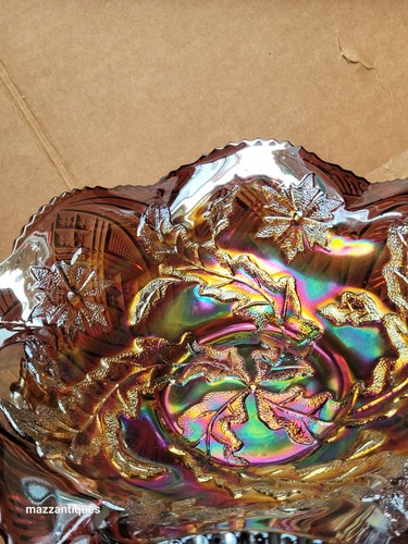 Very Pretty Amethyst Millersburg Carnival Glass Whirling Leaves Pattern Bowl - Picture 2 of 20