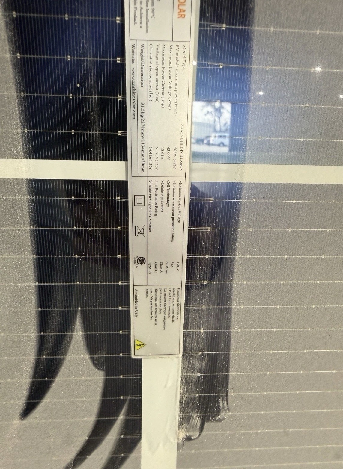 New Solar Panel Znshine 575W Bifacial 144 Cell  NO DAMAGE 100%