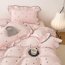 Polka Dot Duvet Cover Size 3-Piece Aesthetic Pink Queen Charming Pink-polka Dot