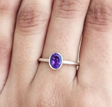 Natural Purple Amethyst Ring 925 Sterling Silver Handmade Engagement Ring Her